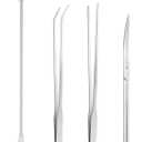 Ohtomber Aquascape Tools Aquarium Kit - 4PCS Terrarium Supplies Include Long Tweezers for Terrarium, Feeding Tongs, Aquarium Scissors, Algae Scraper for Fish Tank Cleaning Plant Trimming