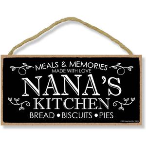 Honey Dew Gifts, Nana's Kitchen Meals and Memories Made With Love, Wall Hanging Sign, Grandparents Day Decorations, Grandma Gifts, Nana Kitchen Gifts, Mothers Day Gifts, 10 inch by 5 Inch, 754638