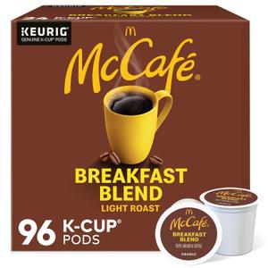 McCafe Breakfast Blend Coffee, Keurig Single Serve Keurig K-Cup Pods, Light Roast, 96 Count (4 Packs of 24) BBD 2027-06-01