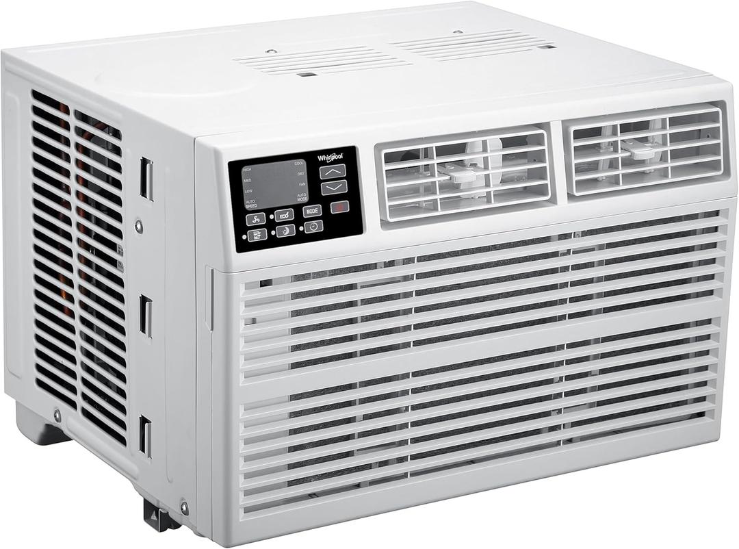Whirlpool 10,000 BTU Window Air Conditioner with Dehumidifier, 115V, Window AC for Rooms up to 450 Sq. Ft., Living Room, Bedroom, or Kitchen, with Remote Control, Digital Display, and 24H-Timer, White
