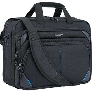 KROSER 15.6 Inch Laptop Briefcase Computer Bag, Messenger Shoulder Bag
Water Repellent, Detachable Shoulder Strap, Luggage Strap for Business, College, Men & Women-Black/Blue