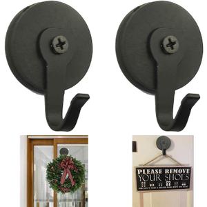 2-Pack Magnetic Wreath Hanger by Placing one Magnet on Either Side of The Single-pane Glass or it can Also be Used Separately on Metal Steel Door, (Magnet Base with Rubber Metal Hook