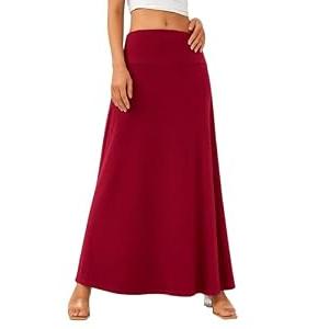SEAFORM Women's Casual Mid Long Skirts Stretchy Ultra-Soft Flowy Maxi Formal Skirts High Waist Lounge Skirts for Women Red, 3XL, Red