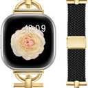 Wearlizer Magnetic Braided Band Compatible with Fitbit Versa 4/Versa 3/Sense 2 1 Bands Women Men, Designer D-Shape Stretchy Elastic Nylon Strap for Versa 3 4 Sense 2 Smartwatch Accessories