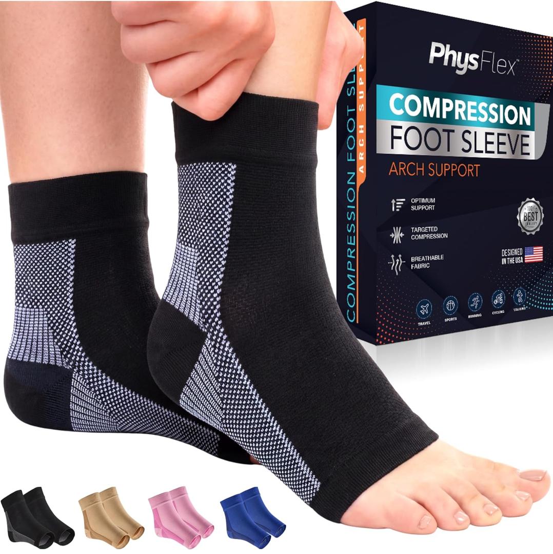 Ankle Brace for Women & Men - Compression Socks 20-30mmHg, Achilles Tendonitis, Plantar Fasciitis Relief, Sprained Ankle, Heel Spurs, Foot Swelling & Fatigue, Arch Support (1 Pair) (X-Large, Black)