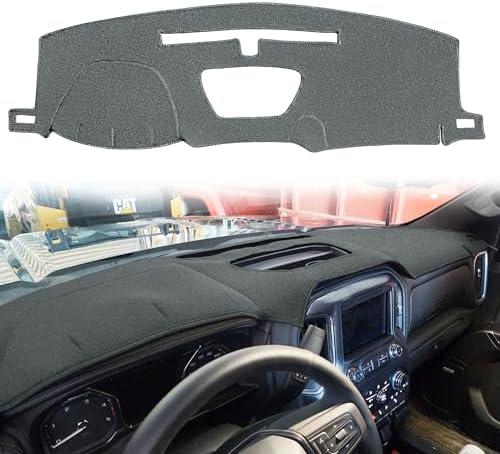 Yiz Dash Cover Mat Custom Fit for 2019-2025 Chevy Chevrolet Silverado 1500 2500HD 3500HD/2019-2023 GMC Sierra 1500 2500HD 3500HD w/o Heads Up Display and Speaker,Dashboard Pad Carpet(Dark Gray) J130