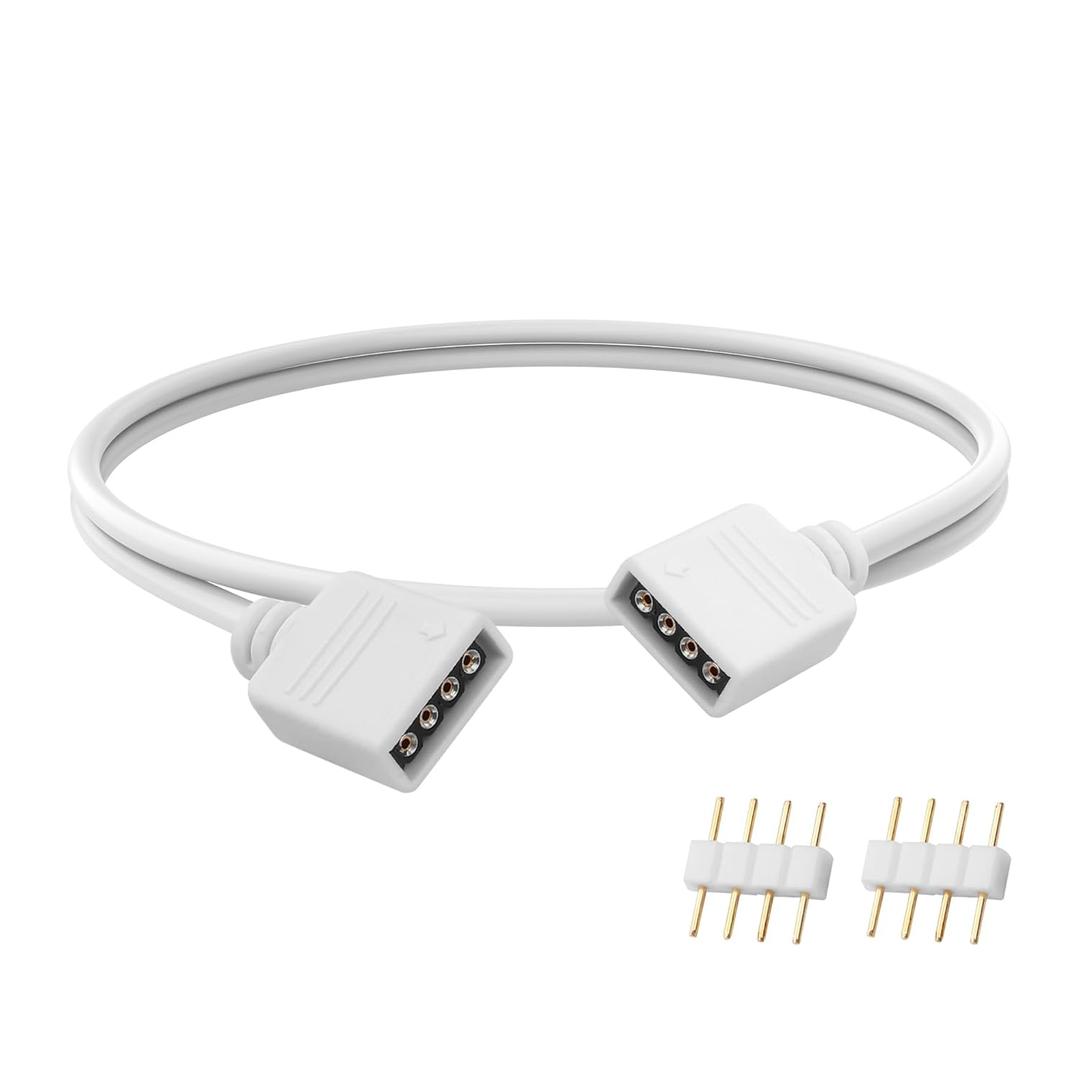 YAODHAOD RGB LED Strip Extension Cable,12V 4 Pin Solderless Strip Jumper Cables LED Strip Connector Extension Cable Cord for 5050 3528 RGB LED Strip Light (4-Pin, 50CM)