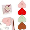 2 x Personalized Leather Heart Bookmark with Initial, Cute Letters Custom Corner Book Mark for Reading Women, Student, Book Lovers, Teacher Appreciation Gifts (Red+Brown+Pink+Honeydew Green, J)