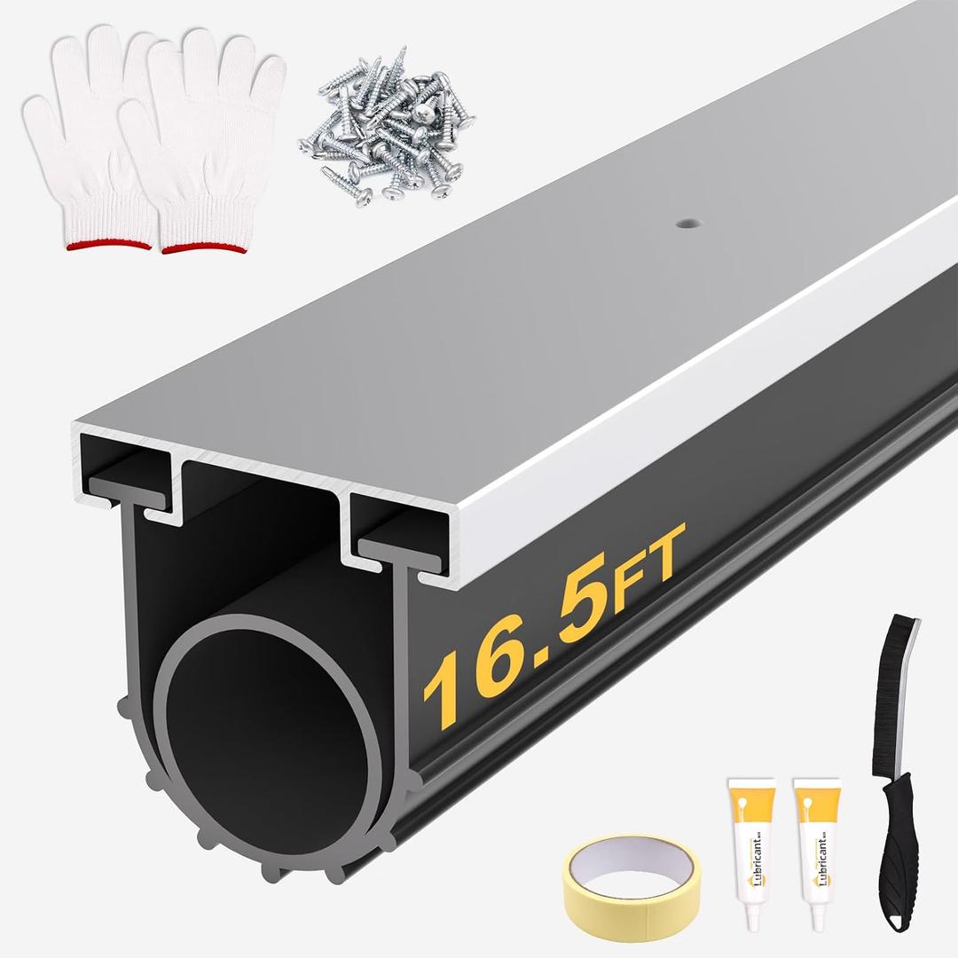 Garage Door Seal, U+O Ring Combination - Pre-Drilled Aluminum Track Retainer Kit, Easy Install, Heavy-Duty Garage Door Weather Stripping Kit, Silver (16.5 FT, 1.63" W)