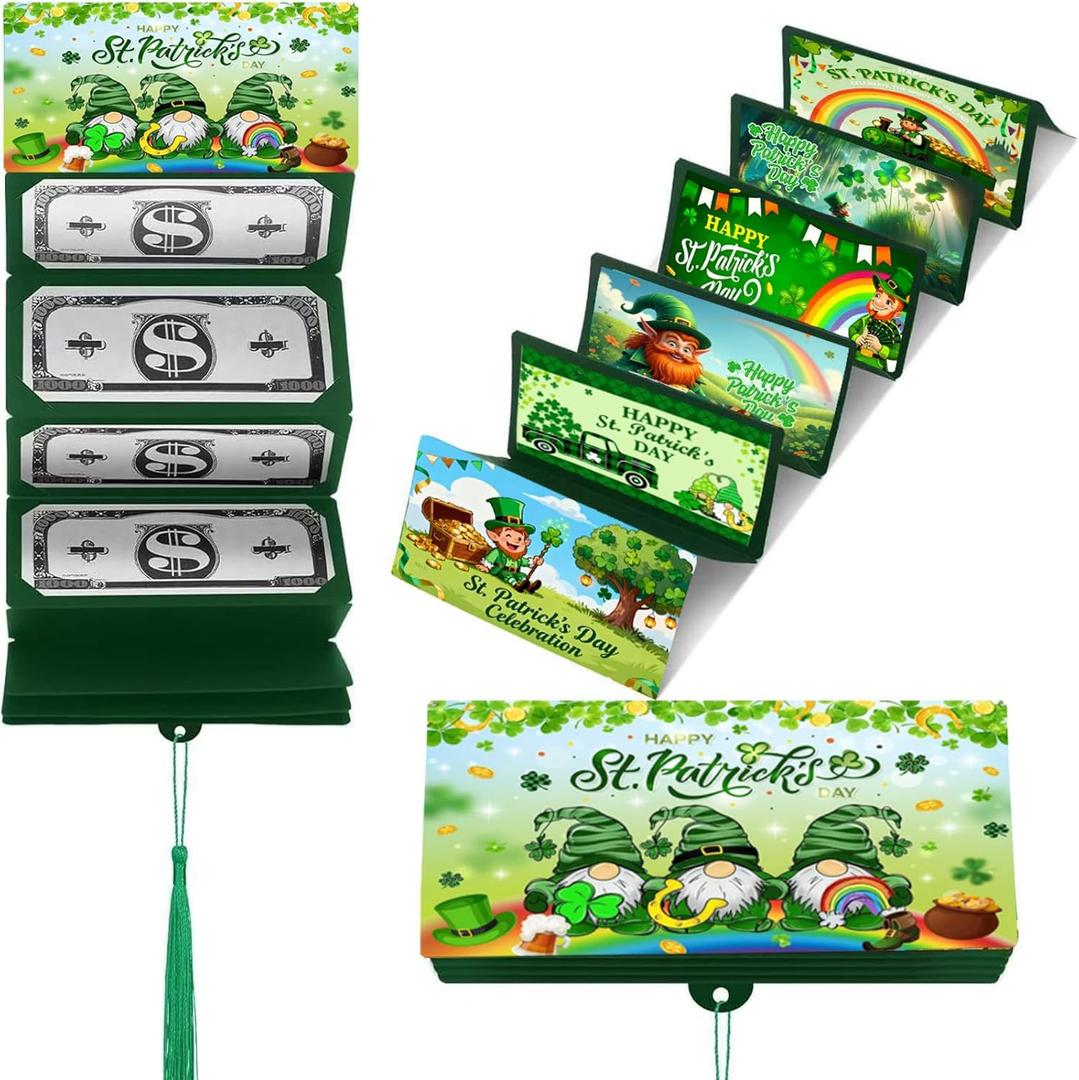 2 x St. Patricks Day Money Envelopes For Cash - 10 Slots Cash Gift Card Holders Surprise Envelope, Fun Creative Money Gift Idea for Women, Men, Kids, Teens, Parents, Friends (Green, 1Pcs)