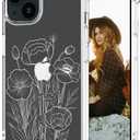 Hungo Compatible for iPhone 15 Plus Case for Women Clear Design Cute,Girly Girls Aesthetic Designer White Wild Flowers Design