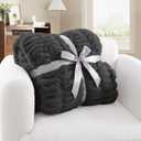 Ultra-Soft Faux Rabbit Fur Throw Blanket 50"x60",Cozy Fuzzy & Plush Throw for Couch & Bed, Super Heavy Warm Fluffy Thick Blanket for Sofa Bedroom Living Room Home Decor - Dark Grey