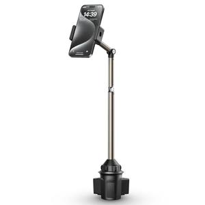 JSAUX Car Cup Holder Cellphone Mount, Metal Long-Arm Ultra Stable Phone Holder for Car Cupholders - Adjustable for iPhone 16 15 Pro Max 13 12 11, Samsung Galaxy S24 S23 Ultra, Google Pixel 9 Pro