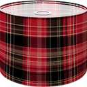 Lamp Shade Seamless plaid tartan check black red Design for fabric textile Drum Lamp Shades for Table Lamps Floor Lamps Pendant Light 8.9"x11"x11" Replacement Lampshade Large Linen Lampshades