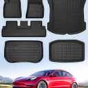 TAPTES for Tesla Model 3 Floor Mats 2020 2019 2018 2017, 6 PCS All Weather Floor Mats Trunk Rear Cargo Liners for Model 3 Accessories 2017-2020 (Before June 2020)