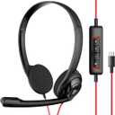 NUBWO USB C Headset with Mic for Laptop, Phone,Headphones with Noise Cancelling Microphone for Computer, On-Ear Wired Office Call Center Headset for Boom SkypeWebinars, in-line Control