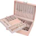 Jewelry Organizer Box Travel Jewelry Box Storage Organizer Case Earring Ring Necklace Box Large Travel Jewelry Case/PINK