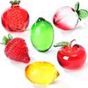 Wesiti 6 Pcs Crystal Glass Fruit Decor Strawberry Apple Peach Lemon Pomegranate Fruit Figurines Collectibles Blown Glass Decor Tabletop Centerpiece Decoration for Home Birthday Kitchen Wedding