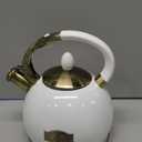 SUSTEAS Stove Top Whistling Tea Kettle - Food Grade Stainless Steel Teakettle Teapot with Cool Touch Ergonomic Handle, With 1 Silicone Pinch Mitt Included, 2.64 Quart (WHITE)