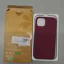 Miracase Designed for iPhone 13 Case, with Tempered Glass Screen Protector, [Soft Anti-Scratch Microfiber Lining], Shockproof Liquid Silicone Rubber Phone Case Cover for 13 6.1 inch, Wine Red