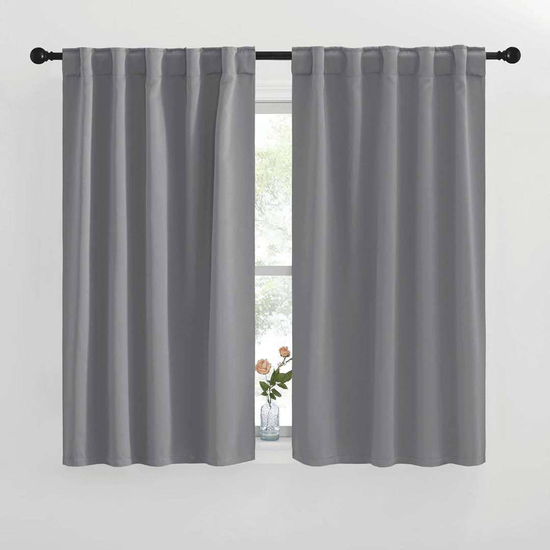 NICETOWN Blackout Curtain Panels for Living Room - (Silver Grey Color) 42x50 inch, 2 Panels Set, Room Darkening Blackout Drapes for Window (42"W x 50"L (Pack of 2))