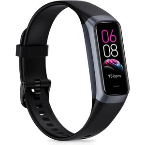 Fitness Tracker, Fitness Watch with 24/7 Heart Rate, Blood Pressure, Sleep Tracking, Calories, Activity Tracker with 1.1" AMOLED Screen, Waterproof Step Tracker for Android iPhones Women Men, Black