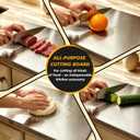 2Pcs L-Shaped Stainless Steel Cutting Board with Lip, 304 Metal Chopping Board Double-Sided Use, 27.5x19.6" & 15.7x11.8" Pastry Kneading Board for Meat Fruits Veggies Bread, Easy-Clean Dishwasher Safe, XXX-Large