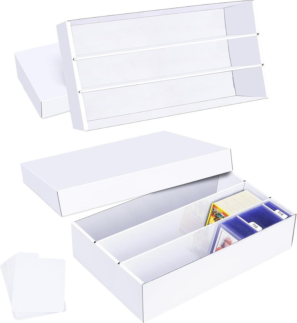 Trading Card Storage Box 2 Pack2400 Count Cardboard Organizer with Dividers for MTG, TCG, Sports, Toploader, Commander