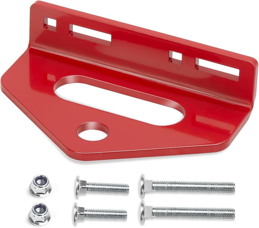 Zero Turn Mower Tow Hitch, 1/4"(6mm) Thick Heavy Duty Steel Universal Lawn Trailer Hitch 2"-5.1" Hole Center, Versatile Chain Slot Rugged Steel With Carriage Bolt Hardware Red