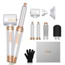 UKLISS Hair Dryer Brush 7 in 1，110000 RPM Hair Dryer with Diffuser for Curly & Twisted Hair Professional Ionic Brush Blow Dryer for Salon-Quality Styling, White Gold