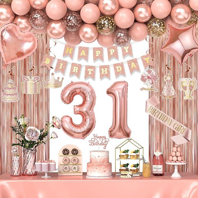 31st Black Silver Birthday Party Decorations for Men Women, Happy 31 Birthday Party Supplies with Black Happy Birthday Banner,31 Number Balloons, Silver Foil Stars, Happy Birthday Balloons for 31st Birthday