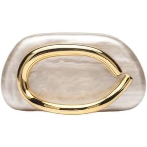 Acrylic Clutch Purse for Women Classic Round Acrylic Evening Handbag Vintage Metal Handlebars Bag for Wedding Party Prom