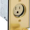 Leviton 1-Gang Single Receptacle Floor Box, Tamper-Resistant, Brass Finish, 15-Amp, 125V, 5249-TFB