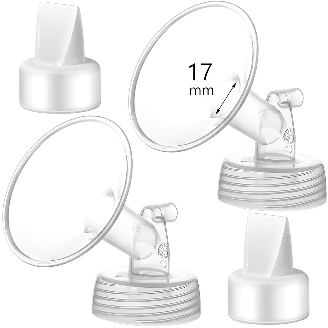 17mm Flange and Duckbill Valve Compatible with Spectra S1 S2 9 Plus Breastpump Replacement to Pump Parts, Not Original, Replace Accessories 