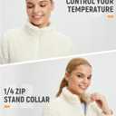 baleaf Women's Quarter Zip Sherpa Fleece Pullover Lightweight Fuzzy Winter Warm Sweatshirt with Zipper Kangaroo Pocket (White, XXL)