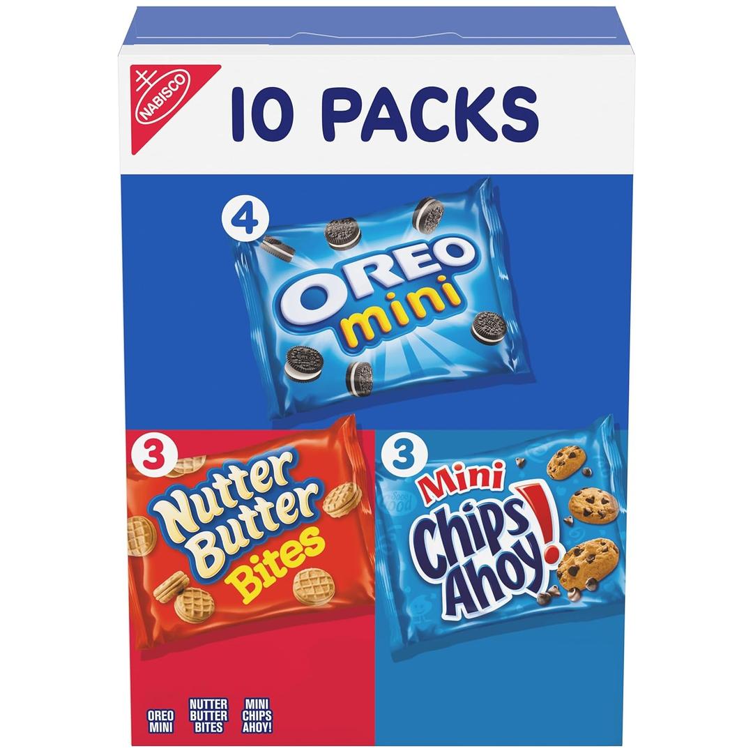 Nabisco Cookie Variety Pack, OREO Mini, Nutter Butter Bites, CHIPS AHOY! Mini, 10 Snack Packs BB 9/15/25