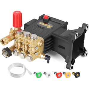 TOOLCY Pressure Washer Pump 3600-4200 PSI Max, Replacement Pump 4 GPM, Triplex Plunger, Horizontal 1" Shaft Gas Power Washer Pump with Pressure Adjustment Unloader & Chemical Injection, Direct Drive