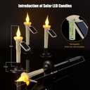 PChero Solar Taper Candles Outdoor Waterproof, 6 Packs Rechargeable Flickering LED Tapered Candlestick with Holders Dusk to Dawn Sensor Lights for Outside Patio Table Windows Decor