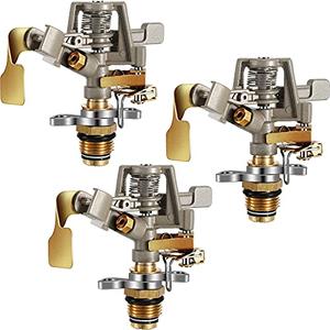 CHENGU 9 Pcs Impact Sprinkler Head Brass Pulsating Sprinkler Lawns Garden Adjustable 360 Degrees Watering Heavy Duty Sprinkler Head with Nozzles for Yard and Grass Irrigation