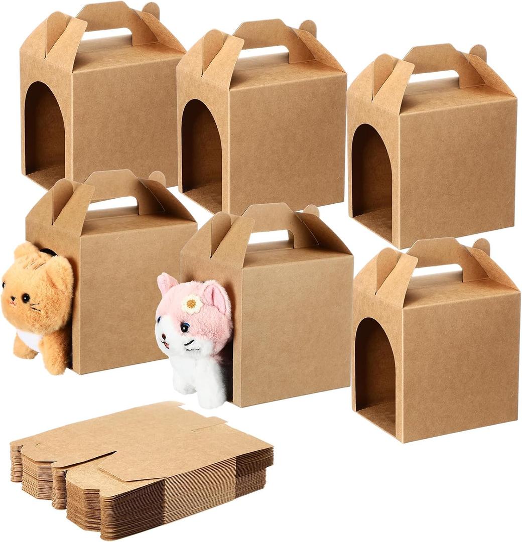 Patelai 36 Pcs Adopt Dog Party Favor Boxes Dog House Shaped Boxes with Holes Handle Foldable Treat Gift Case for Puppy Pet Adoption DIY Crafting Birthday Halloween Party Supplies (Classic)
