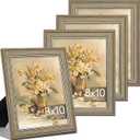 Vittanly 8x10 Picture Frames Set of 4, Vintage Photo Frames, Vintage Green | Display 5x7 Pictures with Mat or 8x10 without Mat, Rustic Frames Covered by Plexiglass, Wall & Tabletop Farmhouse Home Decor