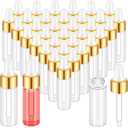 200 Pcs Mini Glass Oil Dropper Bottle Bulk, Clear Essential Small Empty Bottles Sample Containers Perfume Liquid Vials with Cap for Traveling (5 ml, Gold)