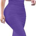 GOBLES Women's Elegant Strapless Off Shoulder Bodycon Midi Cocktail Party Dress (Purple)