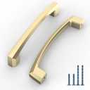 10 Pack 4 Inch(102mm) Kitchen Cabinet Handles Brushed Gold Cabinet Pulls Kitchen Cabinet Hardware Drawer Pulls for Dresser Cupboard Wardrobe (4"/102MM Hole Center)