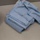 Amazon Basics Full/Queen Comforter Set with Sheets, 7-Piece Blue Stripe Bedding, Lightweight Microfiber Bed-in-a-Bag, Striped