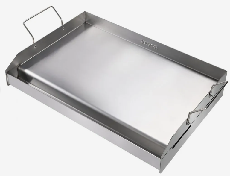 VEVOR Stove Top Griddle, 23.5"x16" Pre-Seasoned Stainless Steel Griddle, Rectangular Double Burner Griddle Pan, Non-Stick Family Pan Cookware with Handles and Oil Groove, for BBQ, Gas Grills, Silver