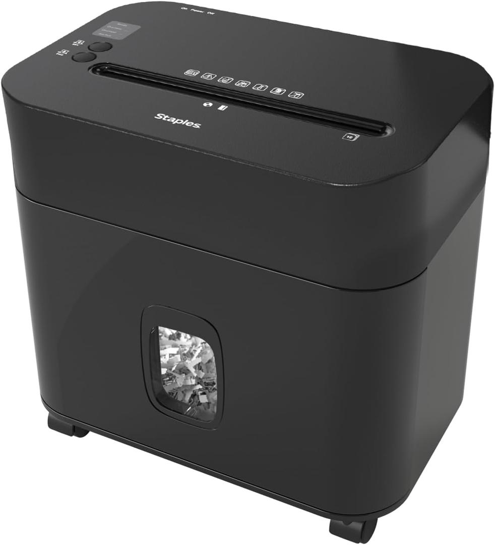 Staples 12-Sheet Micro-Cut Paper Shredder, Compact, High-Security, Black