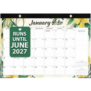 5 x Desk Calendar 2026-2027, 18 Months Desktop/Wall Calendar 2026 Run until Jun. 2027, 17" x 12" Large Desk Planner, Home School Office Supplies for Women & Men (Yellow)