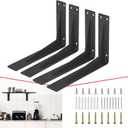 CLT Black Shelf Bracket, 10 Quarter Inch (1/5") Thick- Max Load: 330 lb Industrial Modern Farmhouse Heavy Duty Corner Brace Joint Right Angle Bracket for Table Bench, Space Saving DIY, Pack of 4