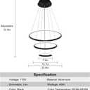 Dimmable Modern LED Chandelier, 3 Rings Black Pendant Light with Remote, 3000K-6500K Adjustable, 40W Ceiling Light for for Dining Room, Living Room, Foyer, Entryway, Kitchen Island, Bedroom